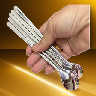 Inox 304 Set 5 Thìa Cà Phê Giot Nước Bạc 17cm Muỗng Ăn Kem Trà Sữa Trà Đào Đẹp Lung Limh