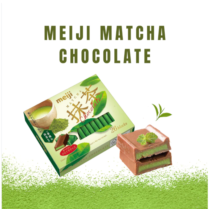 [EXP 10/2025] Meiji - Hộp Sô Cô La Matcha Nhật Bản 26 thanh nhỏ/Matcha  Chocolate Box 26 pieces 120g