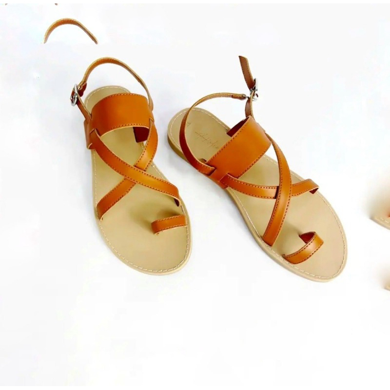 Giày Sandanl Nữ Thời Trang Sandal Nữ Quai Mảnh Da Mềm Giày Chiến Binh Đế Bệt