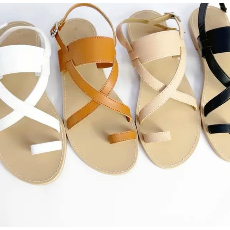 Giày Sandanl Nữ Thời Trang Sandal Nữ Quai Mảnh Da Mềm Giày Chiến Binh Đế Bệt
