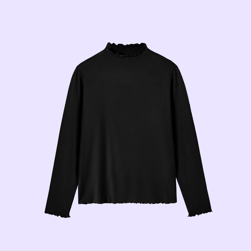 Ảnh Áo thun nữ dài tay Corie Choobe cổ leo cuốn bèo vải cotton co giãn tốt basic năng động A119 3