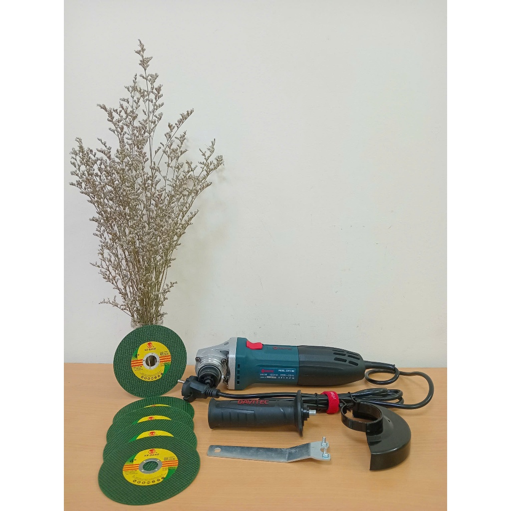 Máy mài góc/ máy cắt cầm tay DV1100C đĩa 100mm công suất 850W motor dây đồng, linh kiện phổ thông - Tặng 5 đá cắt 107