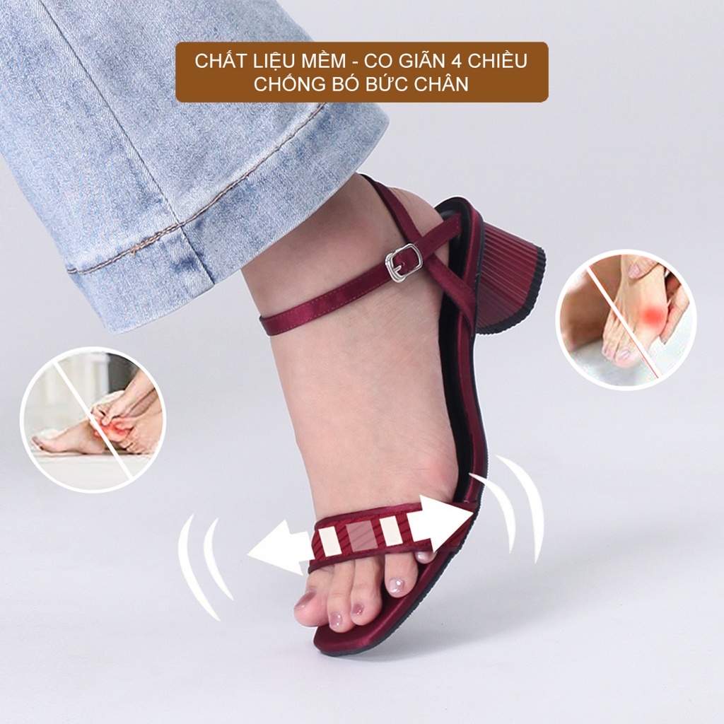 CORII - Giày Sandal Cao Gót Quai Ngang Bản Nhỏ Mũi Vuông Thời Trang và Thoải Mái Nhất - CR6TE25 Đỏ