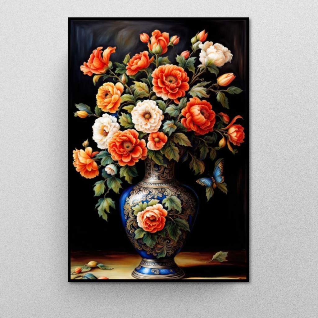 Tranh Gỗ Tráng Gương Có Khung Bình Hoa Nghệ Thuật Phong Cách Hiện Đại Decor Phòng Khách Không Gian Làm Việc Treo Tường