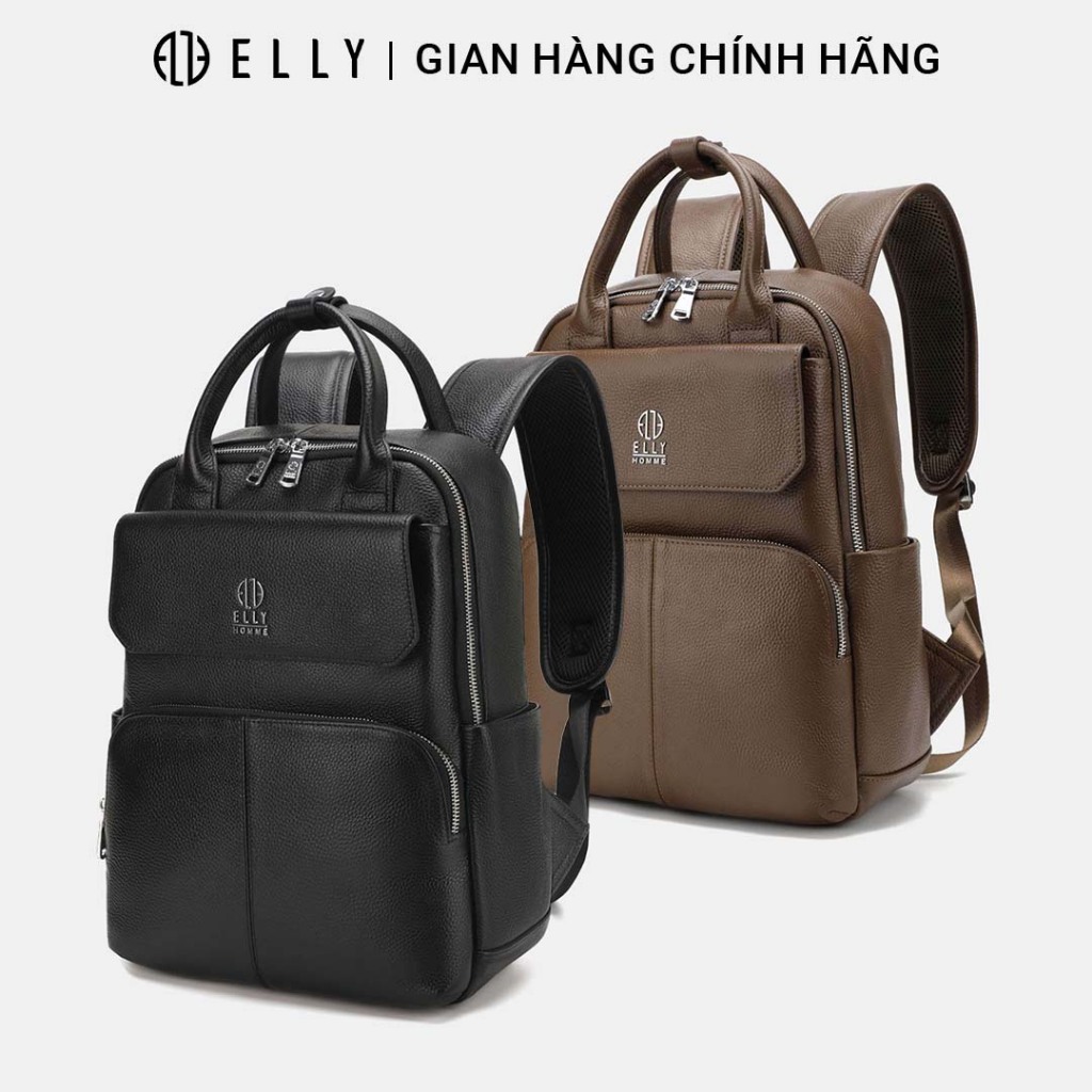 Balo nam ELLY HOMME EBM5 balo da thật cao cấp đựng laptop đi làm công sở doanh nhân