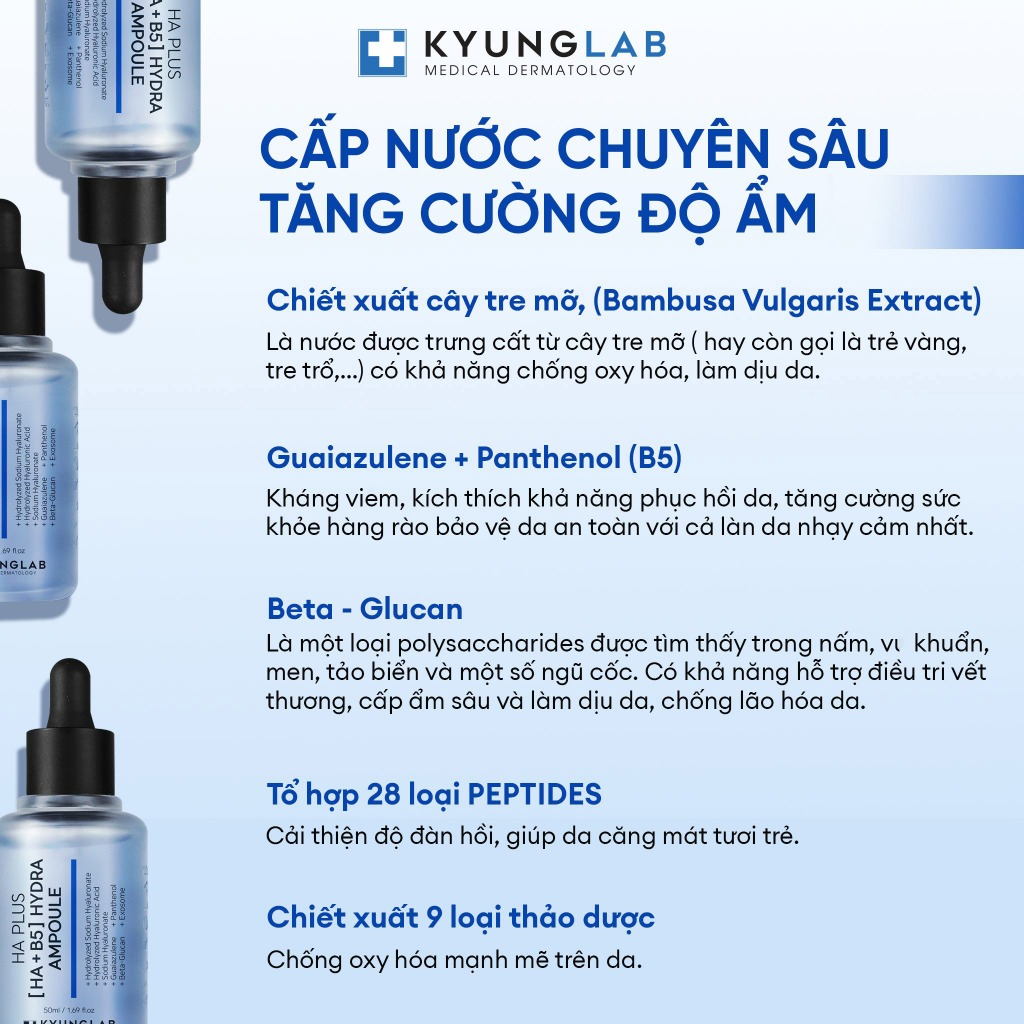 Serum HA B5 KyungLab Hydra Ampoule cấp ẩm phục hồi làm dịu, dưỡng da căng bóng