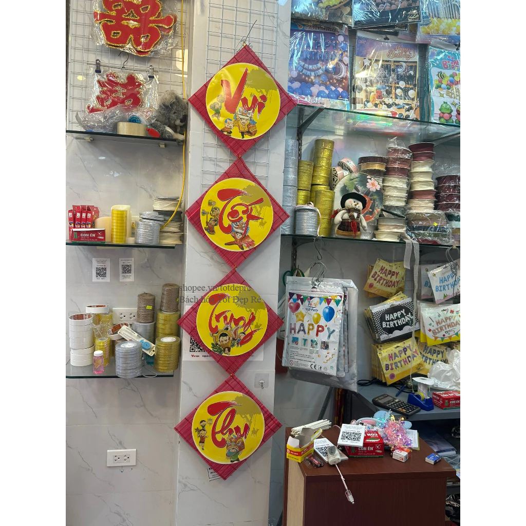Bộ chữ Vui Tết Trung Thu giấy tròn màu đẹp bắt mắt dùng trang trí lễ hội rằm tháng 8