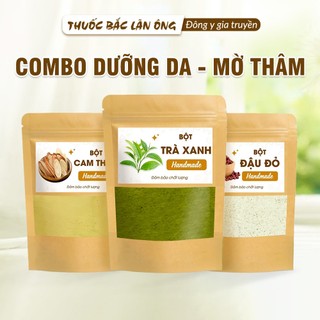 Combo bột dưỡng da mờ thâm hiệu quả( bột trà xanh, bột đậu đỏ, bột cam thảo)