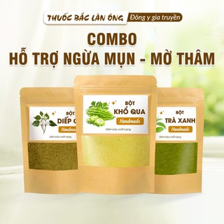 Combo bột hỗ trợ ngừa mụn, làm mờ thâm hiệu quả ( bột diếp cá, bột khổ qua, bột trà xanh)