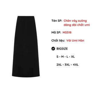 Chân váy dài 88cm hoặc ngắn 75cm chữ A chất umi ( lưng chun không khóa ) Nữ Đen