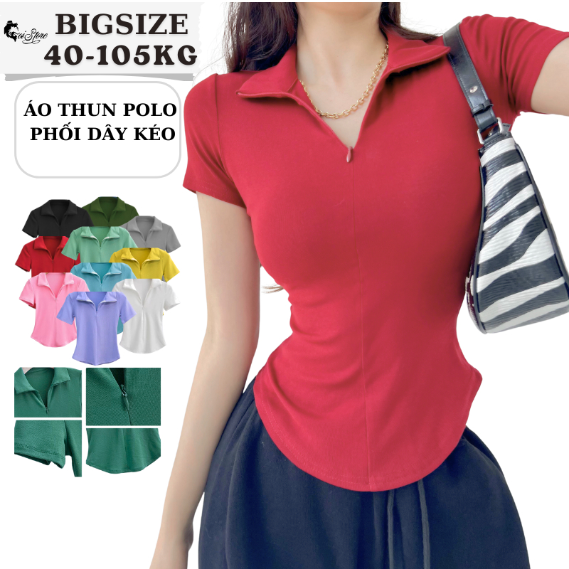 40-105KG Áo POLO vạt bầu BIGSIZE lịch sự, thoáng mát (trơn và khóa kéo)
