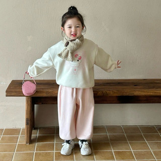 Áo nỉ cho bé Batala Kids, Áo SWEATER nỉ bông cho bé trai bé gái KEM MÈO KITTY thu đông 2024
