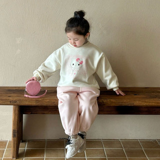 Áo nỉ cho bé Batala Kids, Áo SWEATER nỉ bông cho bé trai bé gái KEM MÈO KITTY thu đông 2024
