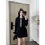 Set bộ đồ dạ tweed dài tay phối lông mix viền đá+chân váy chữ A dáng ngắn Eva_hamichi