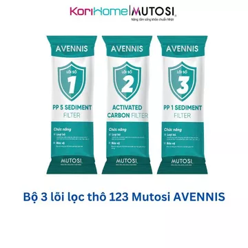 Bộ lõi lọc thô 123 AVENNIS MUTOSI dùng cho máy lọc nước RO gia đình, Lõi lọc nước 123 MUTOSI - Hàng chính hãng