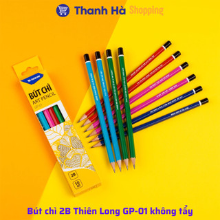 Bút chì 2B Thiên Long GP-01 không tẩy, nét đậm, độ mềm cứng vừa phải thuận tiện ghi chép, học tập