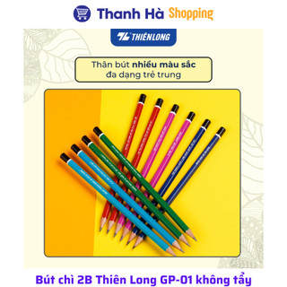 Bút chì 2B Thiên Long GP-01 không tẩy, nét đậm, độ mềm cứng vừa phải thuận tiện ghi chép, học tập