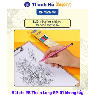 Bút chì 2B Thiên Long GP-01 không tẩy, nét đậm, độ mềm cứng vừa phải thuận tiện ghi chép, học tập