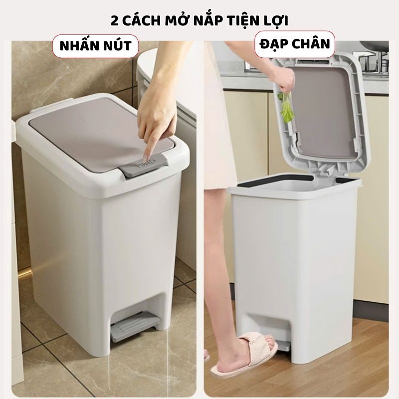 Thùng Rác Đạp Chân ENODA HOME 4 Size, Thùng Đựng Rác Chữ Nhật Có Nắp Cho Gia Đình, Văn Phòng TR020