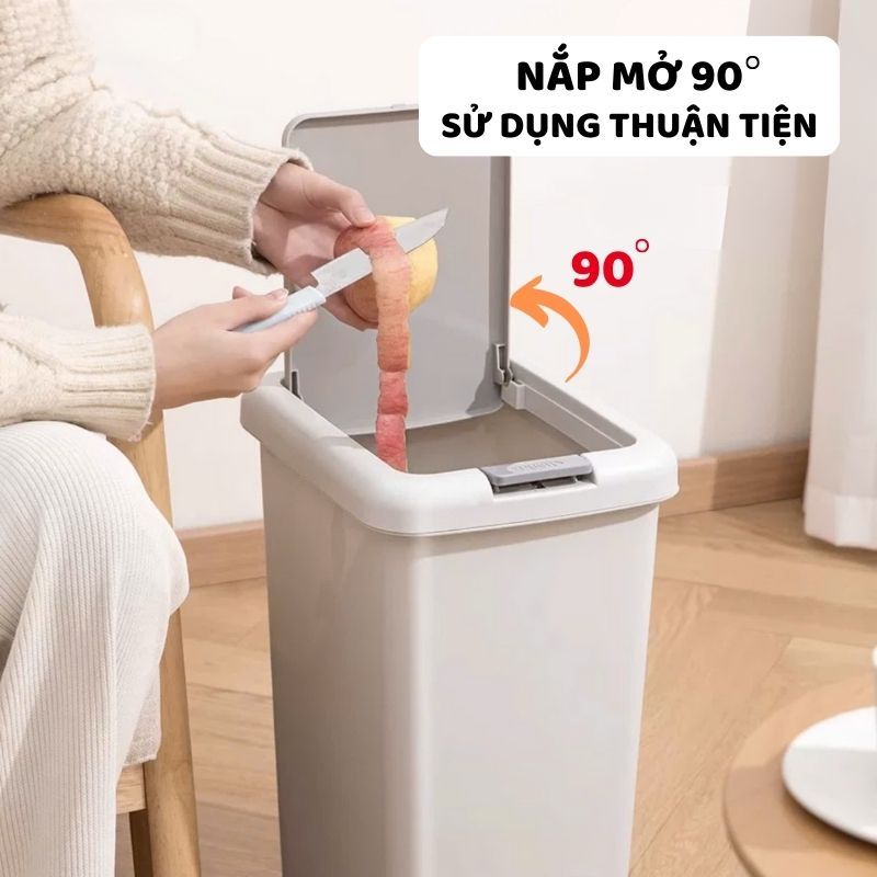 Thùng Rác Đạp Chân ENODA HOME 4 Size, Thùng Đựng Rác Chữ Nhật Có Nắp Cho Gia Đình, Văn Phòng TR020