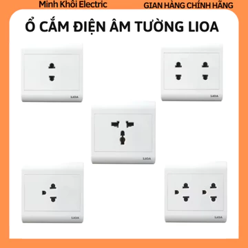 Ổ cắm điện âm tường Lioa,ổ cắm điện lắp nổi Lioa loại mặt vuông series V20,ổ cắm đơn,ổ cắm đôi,mặt che ổ điện