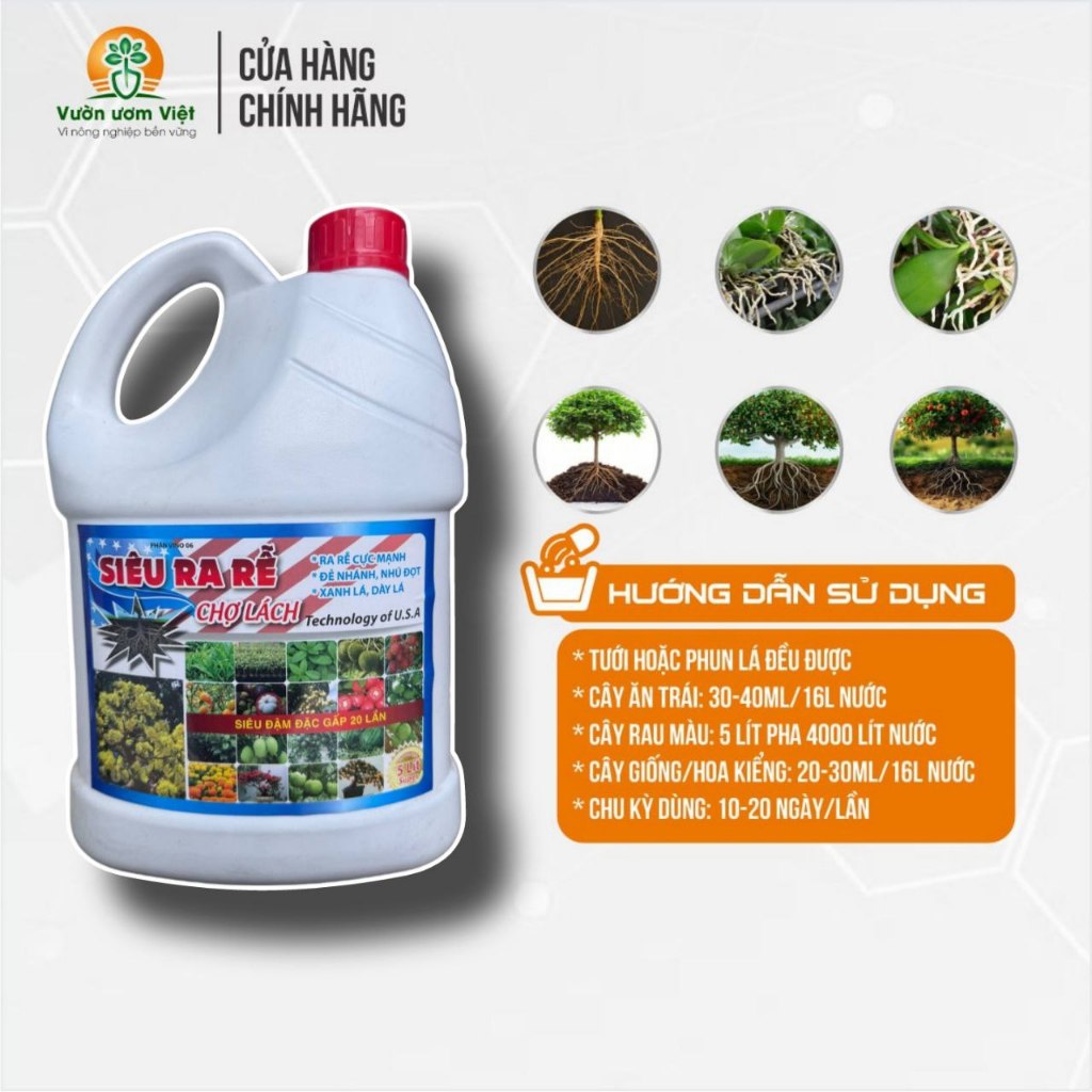 Phân bón hữu cơ SIÊU RA RỄ CHỢ LÁCH xanh dày lá, kích rễ cực mạnh, đậm đặc siêu tiết kiệm - 5 Lít