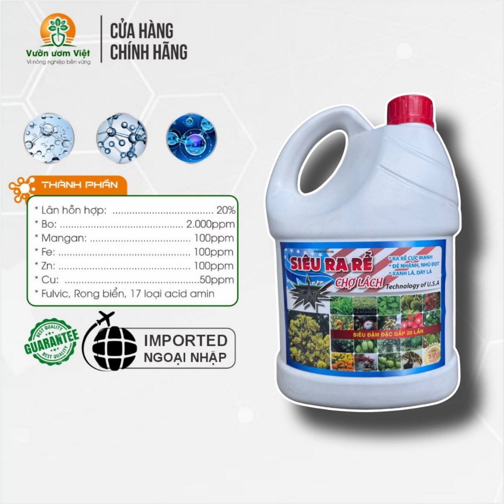 Phân bón hữu cơ SIÊU RA RỄ CHỢ LÁCH xanh dày lá, kích rễ cực mạnh, đậm đặc siêu tiết kiệm - 5 Lít