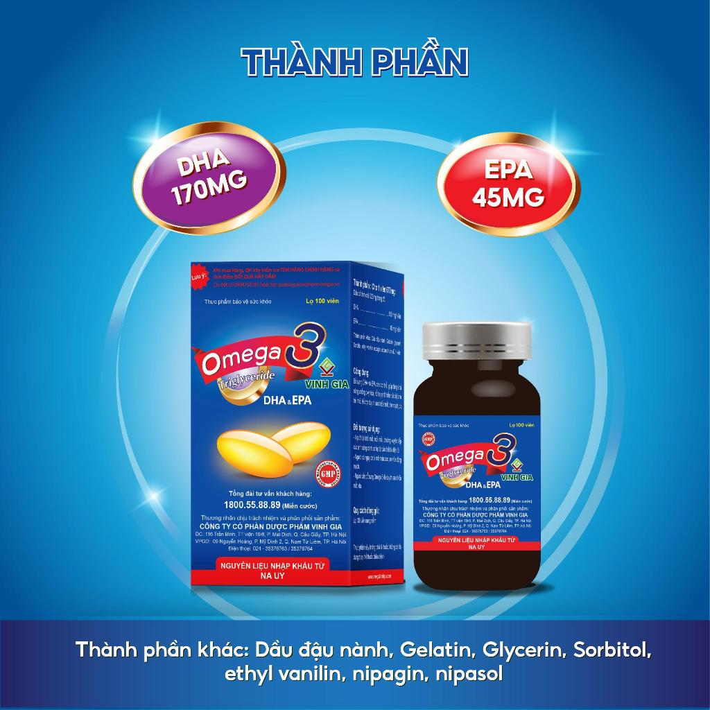 Ảnh Viên Uống Omega 3 Vinh Gia Giàu DHA Hơn, Giúp Tăng Cường Sức Khỏe Mắt Và Trí Não, Đẹp Da (Hộp 100v) 2