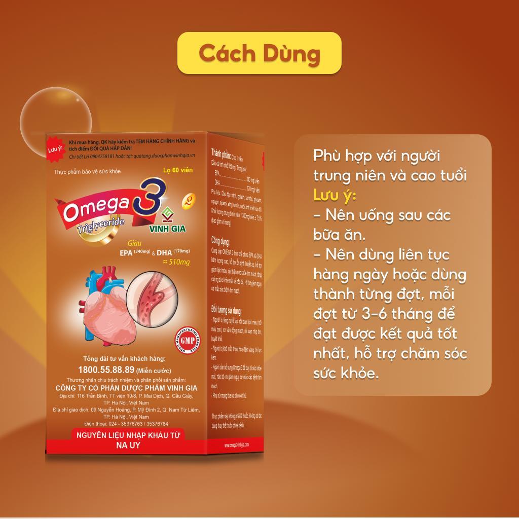 Ảnh Omega 3 Vinh Gia 2 Giàu EPA Hơn, Giúp Tăng Cường Sức Khỏe Tim Mạch Cho Người Trung-Cao Tuổi (60v/H) 4