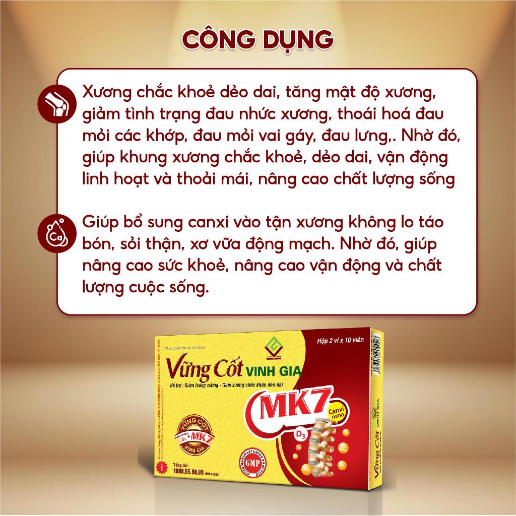 Ảnh Viên Uống Bổ Sung Canxi Vững Cốt Vinh Gia Giúp Xương Chắc Khỏe Dẻo Dai, Giảm Loãng Xương (Hộp 20V) 3