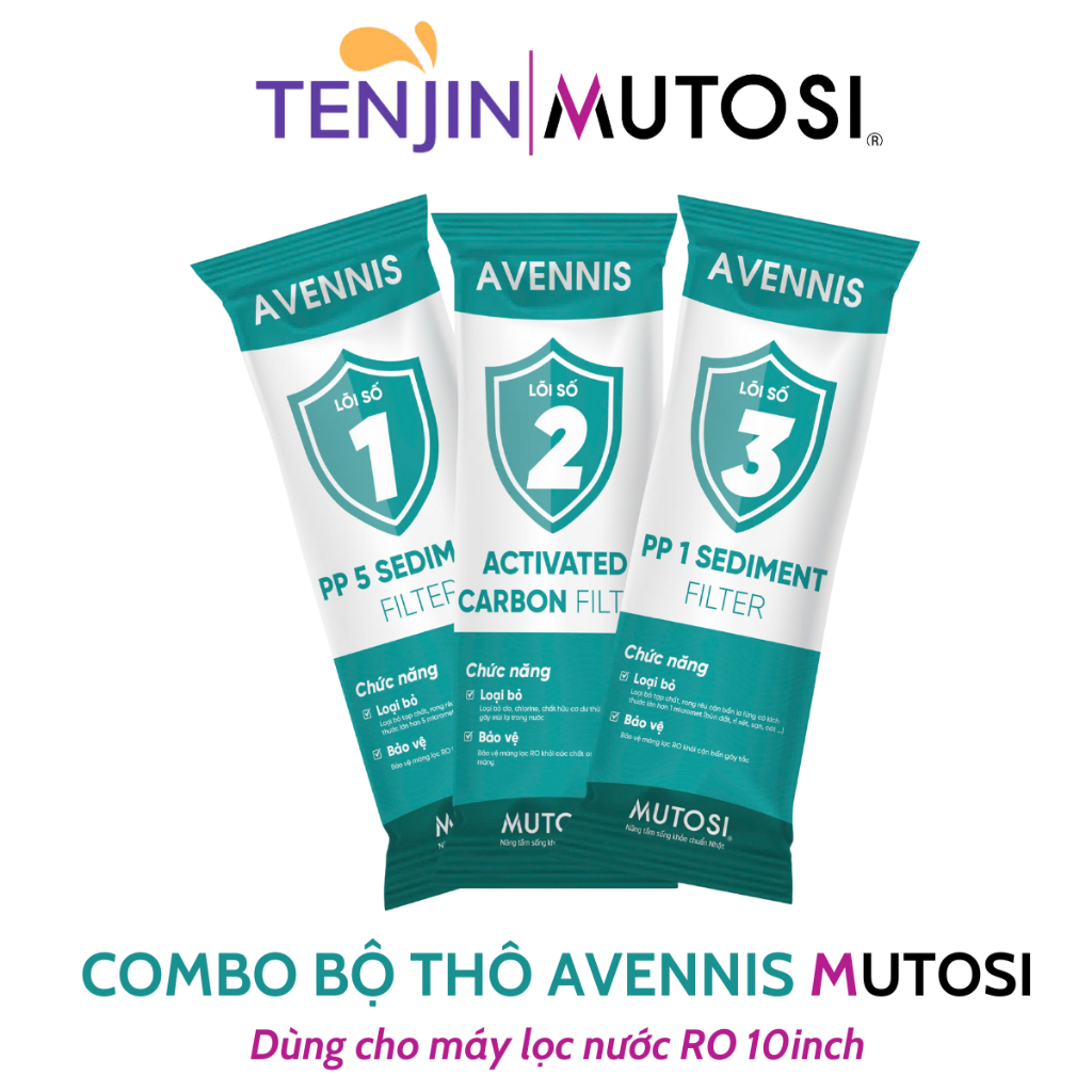 Combo Bộ Thô Lọc Nươc Mutosi Avennis Dùng Cho Máy Lọc Nước RO Giúp Loại Bỏ Tạp Chất, Cặn Bẩn Và Chất Gây Mùi