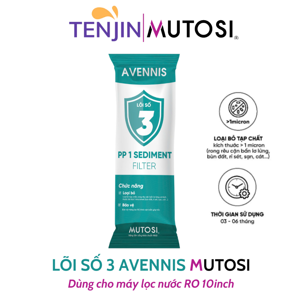 Combo Bộ Thô Lọc Nươc Mutosi Avennis Dùng Cho Máy Lọc Nước RO Giúp Loại Bỏ Tạp Chất, Cặn Bẩn Và Chất Gây Mùi