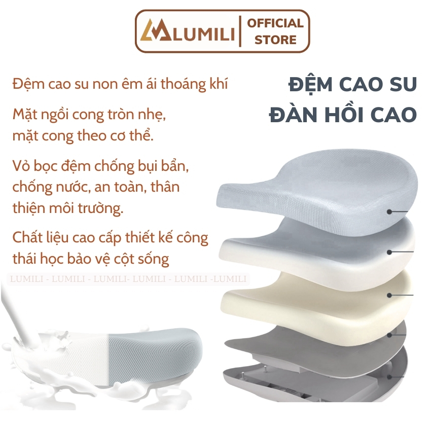 Bàn học chống gù thông minh, bàn ngồi học trẻ em Lumili D612 size 1m2 gỗ tự nhiên cao cấp
