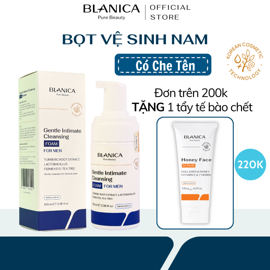 Bọt vệ sinh nam BLANICA Gentle Intimate Cleansing Foam for MEN 100ml chiết suất lá trầu không cân bằng độ pH