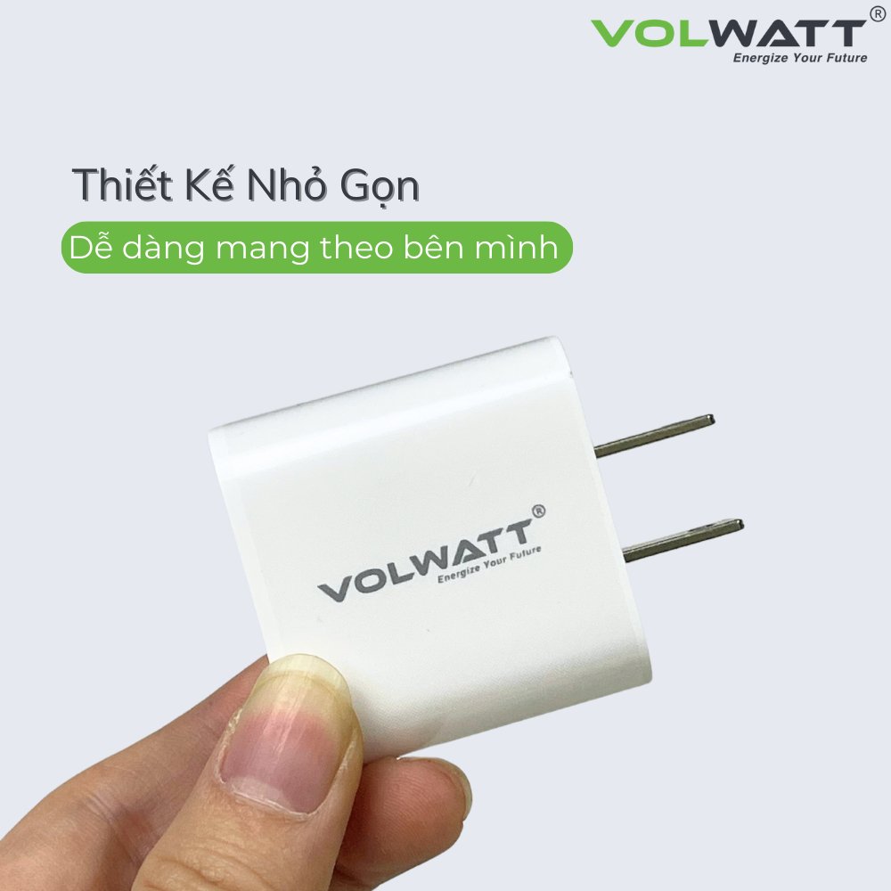 Củ Sạc Nhanh 20W Type-C Sạc Nhanh Chống Cháy Nổ Chính Hãng Volwatt Bảo Hành 12 Tháng GE-IP-20C