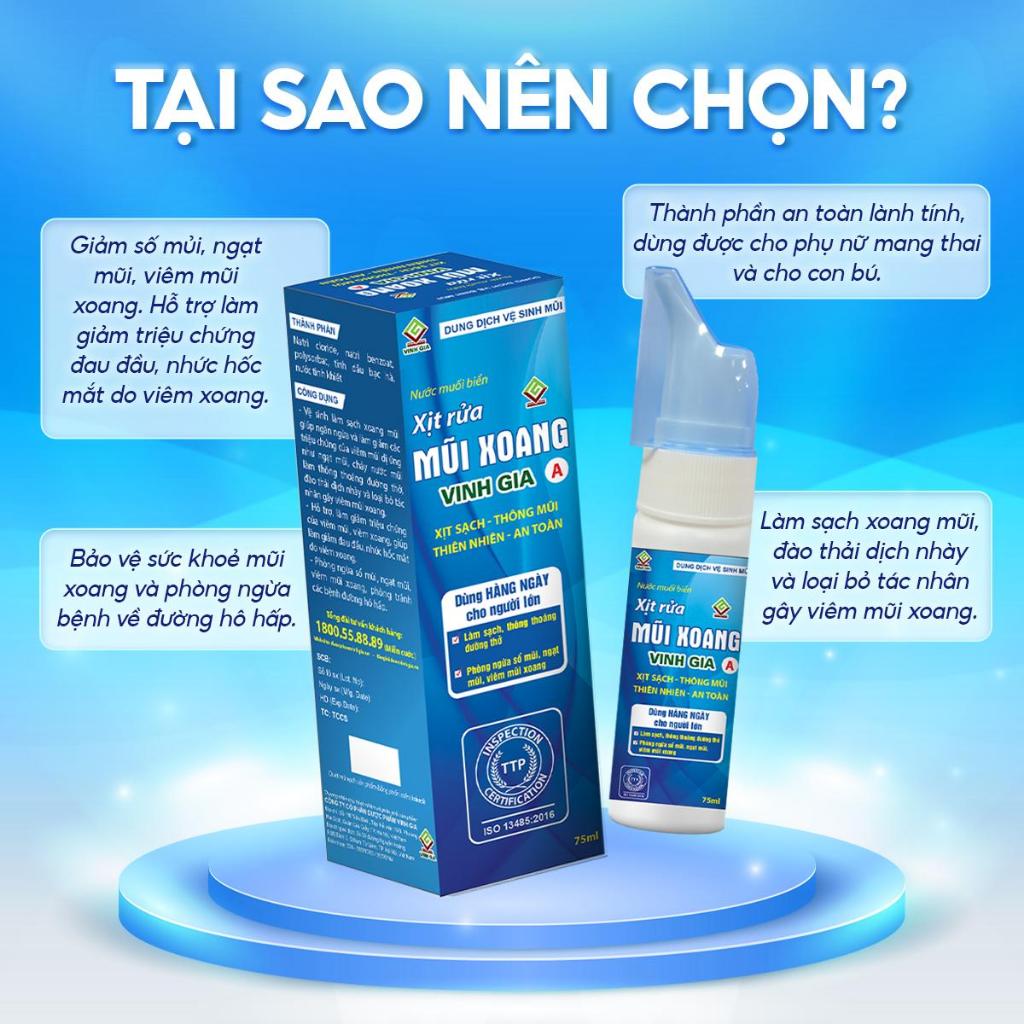 Ảnh Xịt Rửa Mũi Xoang Vinh Gia A Chứa Tinh Dầu Bạc Hà Giúp Thở Thông Thoáng, Bảo Vệ Hô Hấp Cho Người Lớn 3