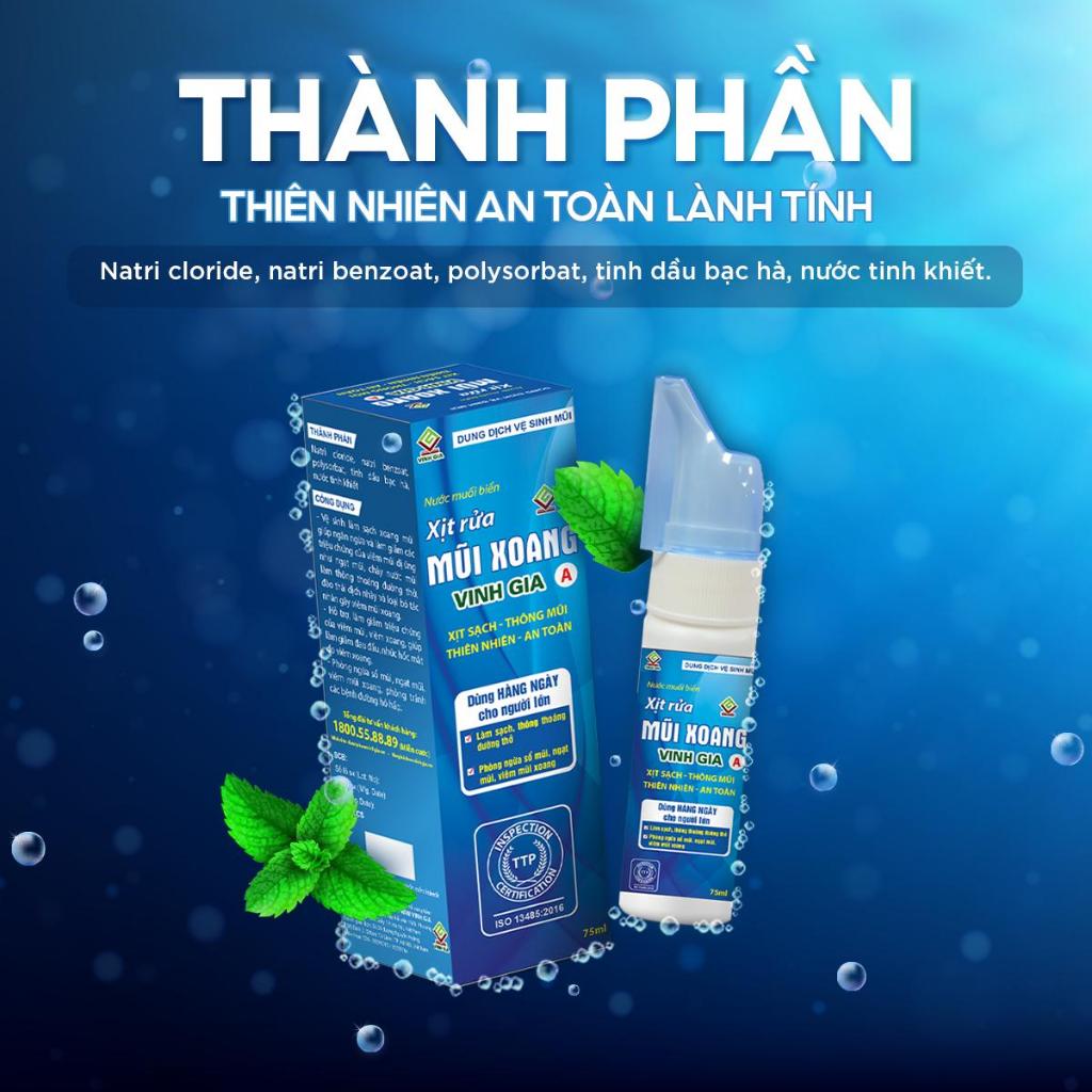 Ảnh Xịt Rửa Mũi Xoang Vinh Gia A Chứa Tinh Dầu Bạc Hà Giúp Thở Thông Thoáng, Bảo Vệ Hô Hấp Cho Người Lớn 2