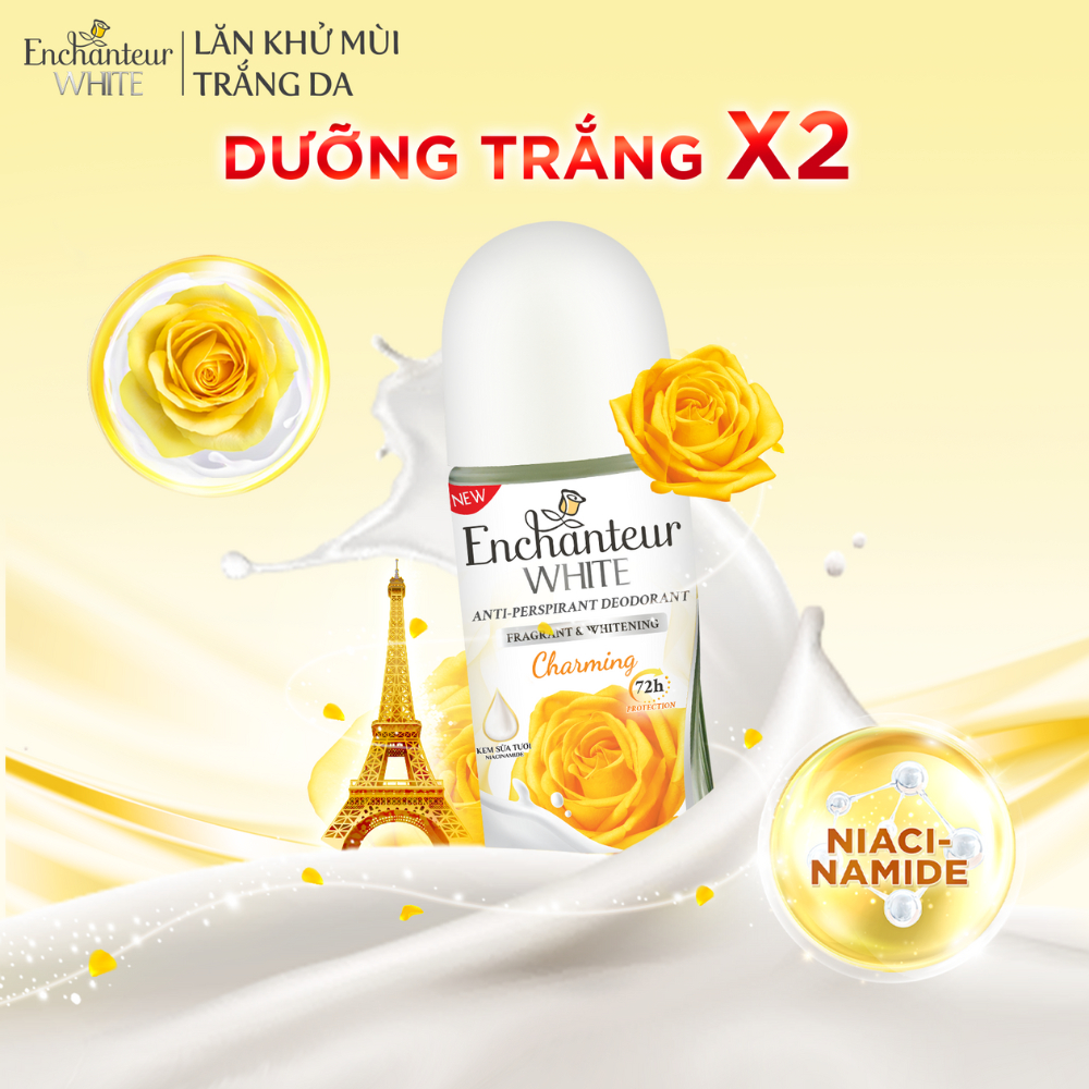 Ảnh Lăn khử mùi Enchanteur trắng da / hương nước hoa Pháp tinh tế, không để lại vệt ố vàng 65ml 2