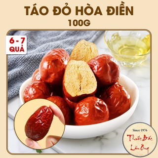 Táo đỏ Tân Cương 100g, táo đỏ Hòa Điền vip 60-70 quả/kg, thịt chắc, dẻo thơm, pha trà, chưng yến