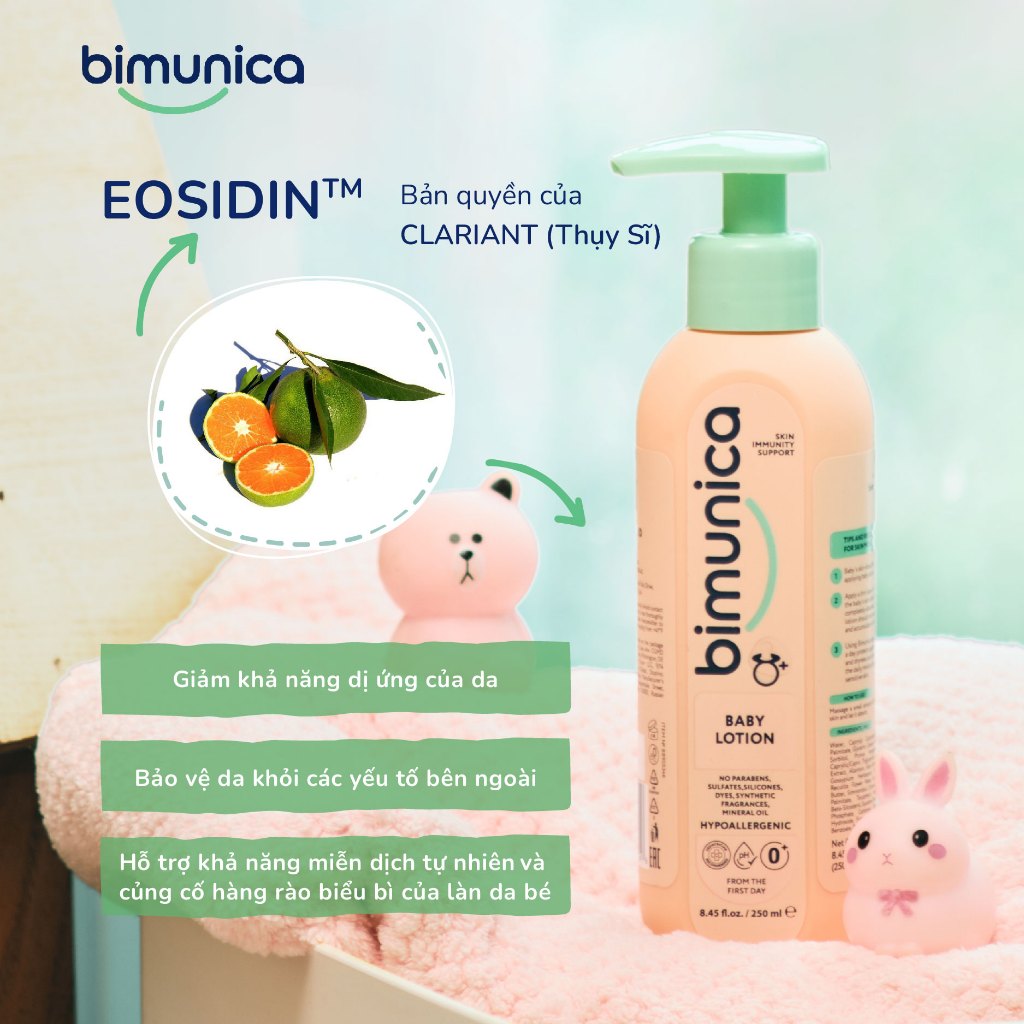 Sữa Dưỡng Da Toàn Thân Bimunica Baby Lotion Cho Bé Và Mẹ - Dưỡng Ẩm, Mềm Mịn, Không Paraben
