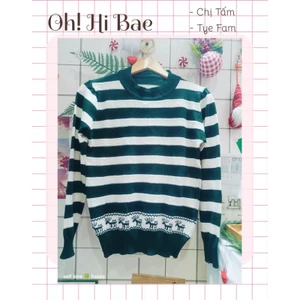 Áo len tay dài, áo len sọc tay dài noel
