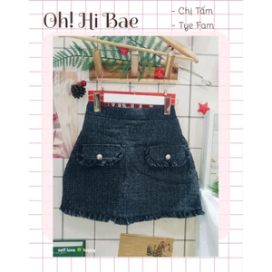 Chân váy dạ tua rua 2 túi trước