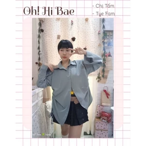 Áo sơ mi form rộng dây rút