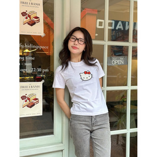 [4 MẪU] Áo Thun Nữ Baby Tee "Hello Kitty" dễ thương - Kraken Drk 100% cotton co dãn 2 chiều thoáng mát mềm mịn