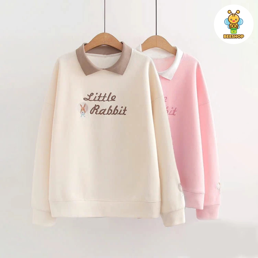 Áo polo thêu thỏ cho bé gái size đại BEESHOP áo thu đông cho bé gái D25025