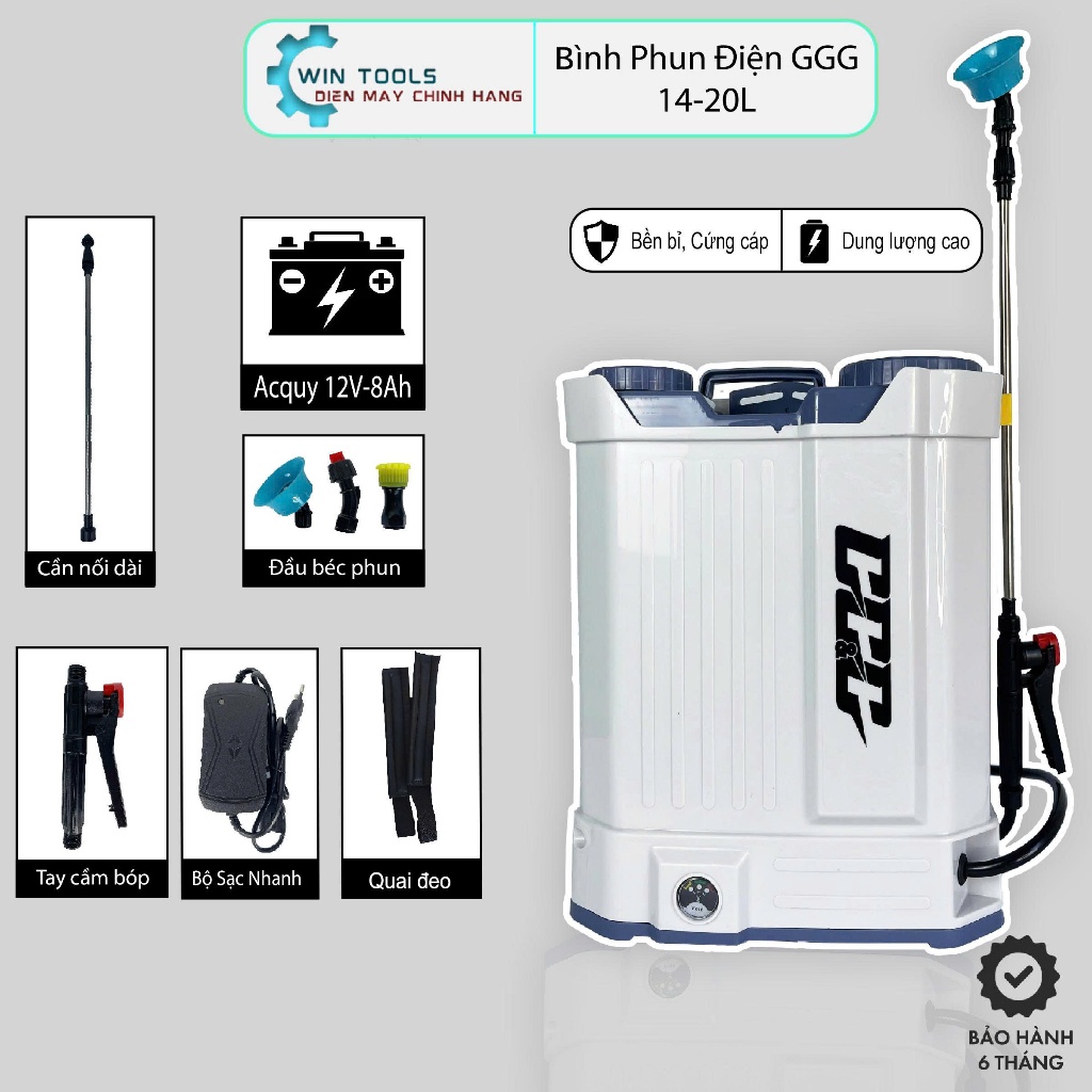 [TẶNG ĐẦY ĐỦ PHỤ KIỆN] BÌNH PHUN, BÌNH XỊT THUỐC SÂU CHÍNH HÃNG GGG. DUNG TÍCH 14L, 16L, 20L, ÁP LỰC SIÊU MẠNH