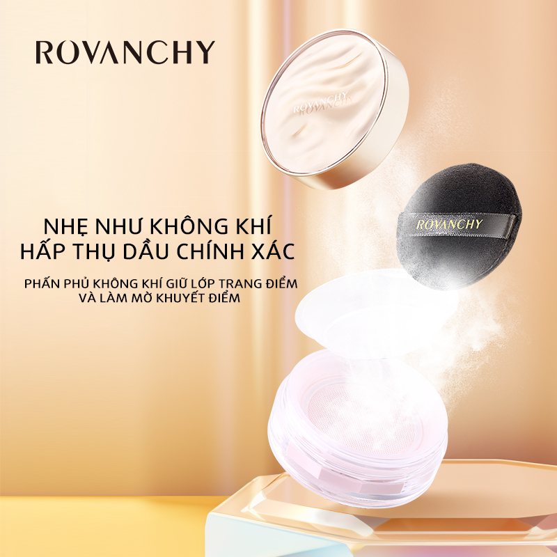 Phấn Phủ R585 ROVANCHY Siêu Nhẹ Mịn, Kiềm Dầu, Không Trôi - 3 Tone Màu Tự Nhiên, Mịn Màng Cả Ngày