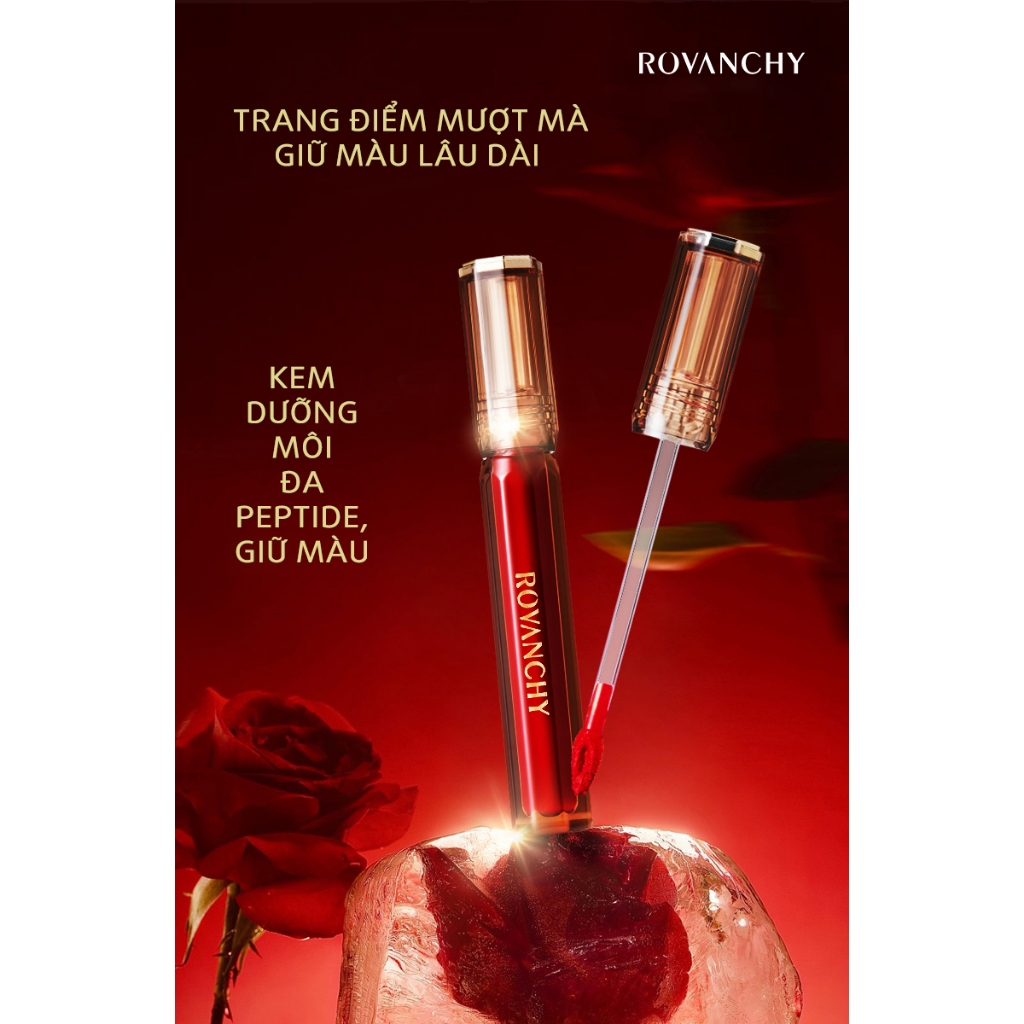 R582 Kem dưỡng môi khóa màu polypeptide làm căng mọng môi Son Kem - ROVANCHY