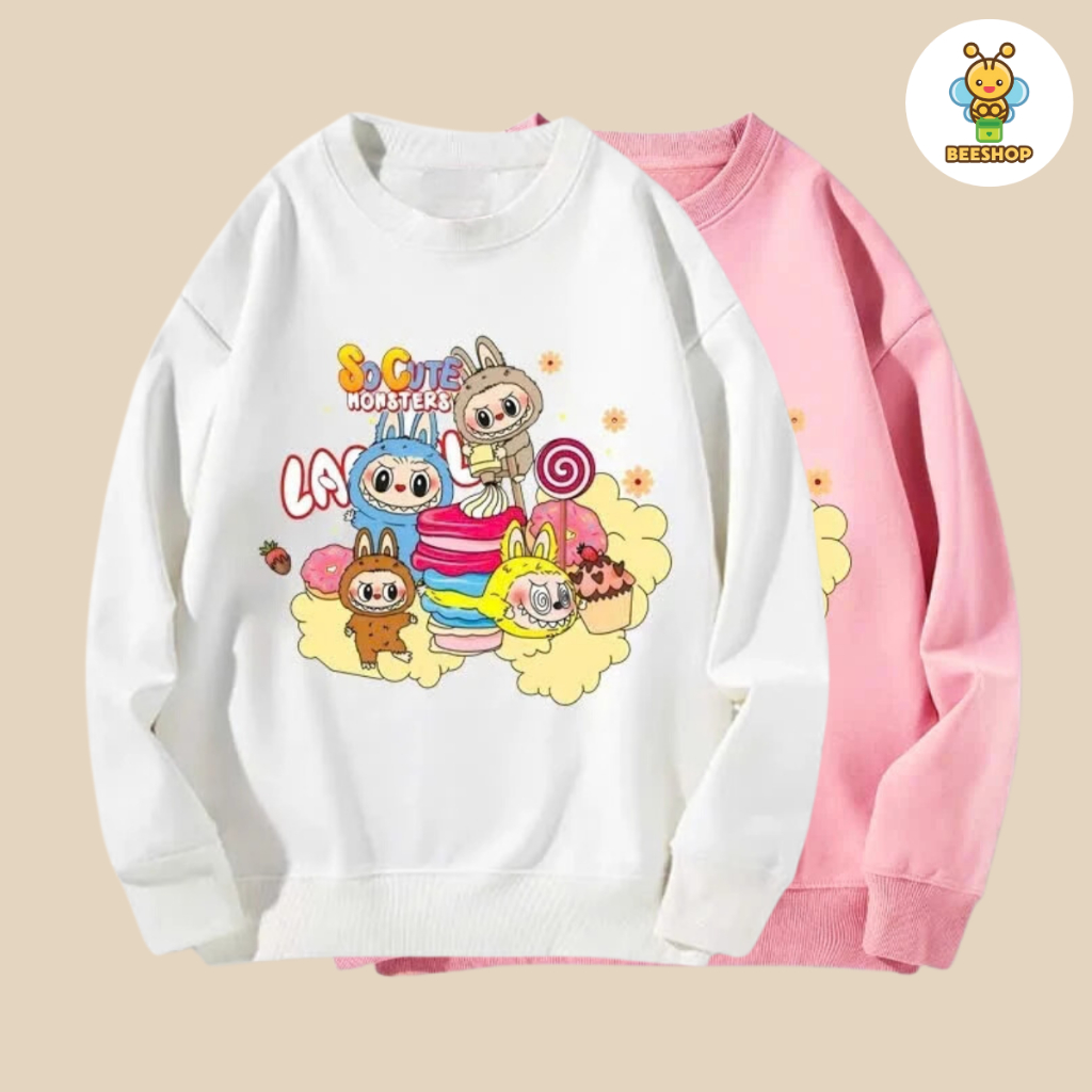 Áo nỉ labubu bánh kẹo cho bé gái size đại BEESHOP áo thu đông bé gái D25024