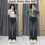 Quần jeans ống loe màu ánh rêu nhạt bụi bặm Yến Tee , From loe nhẹ dễ mặc
